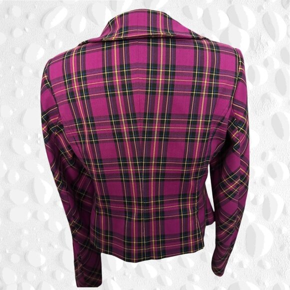 VINTAGE BIANCA NYGARD STUNNING TARTAN SHORT FITTED JACKET - Picture 2 of 13